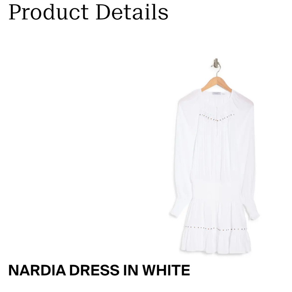 Ramy Brook Nardia White Embroidered Studded Drop Waist V-Cut Dress Size SP NWOT - Picture 9 of 10